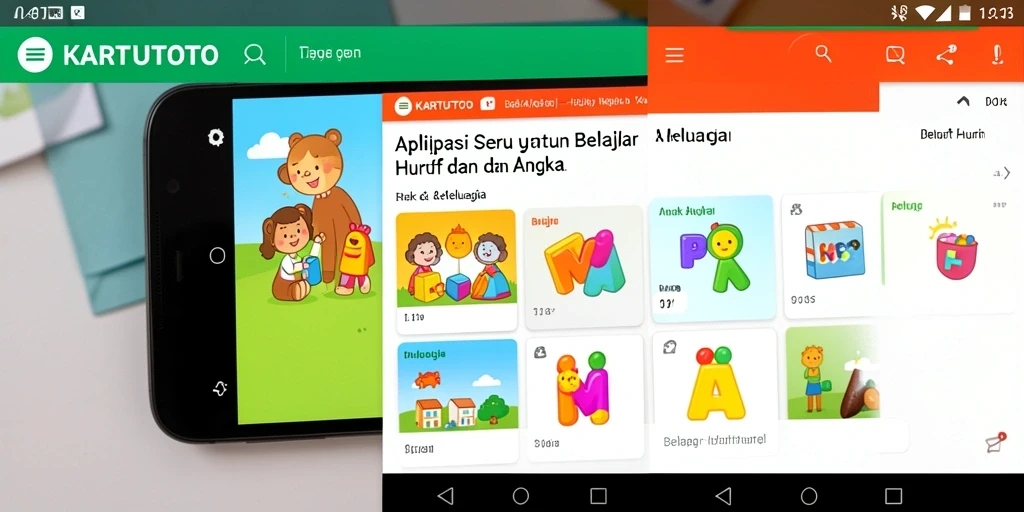 Tampilan antarmuka KARTUTOTO yang ceria untuk belajar huruf dan angka.