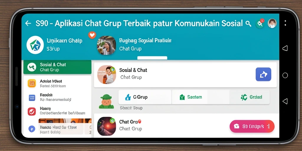 Antarmuka aplikasi S80 menampilkan berbagai fitur grup chat yang menarik.